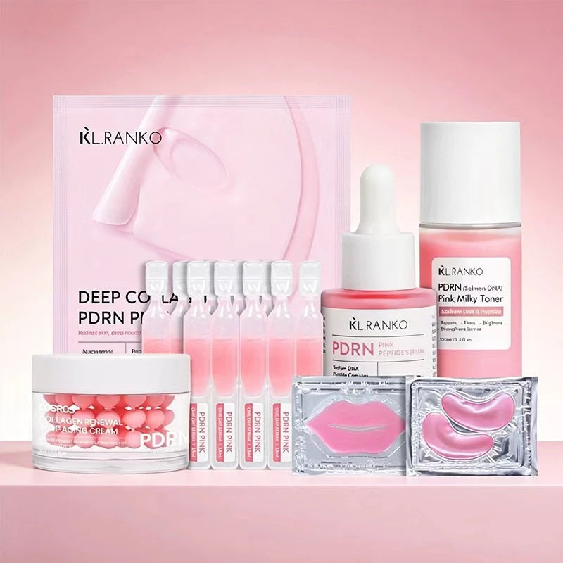 Pdrn Pink Facial Skincare Set Collagen Capsule Cream Single-use Serum Facial Mask, Eye Mask Moisturizing Water Korean Skincare