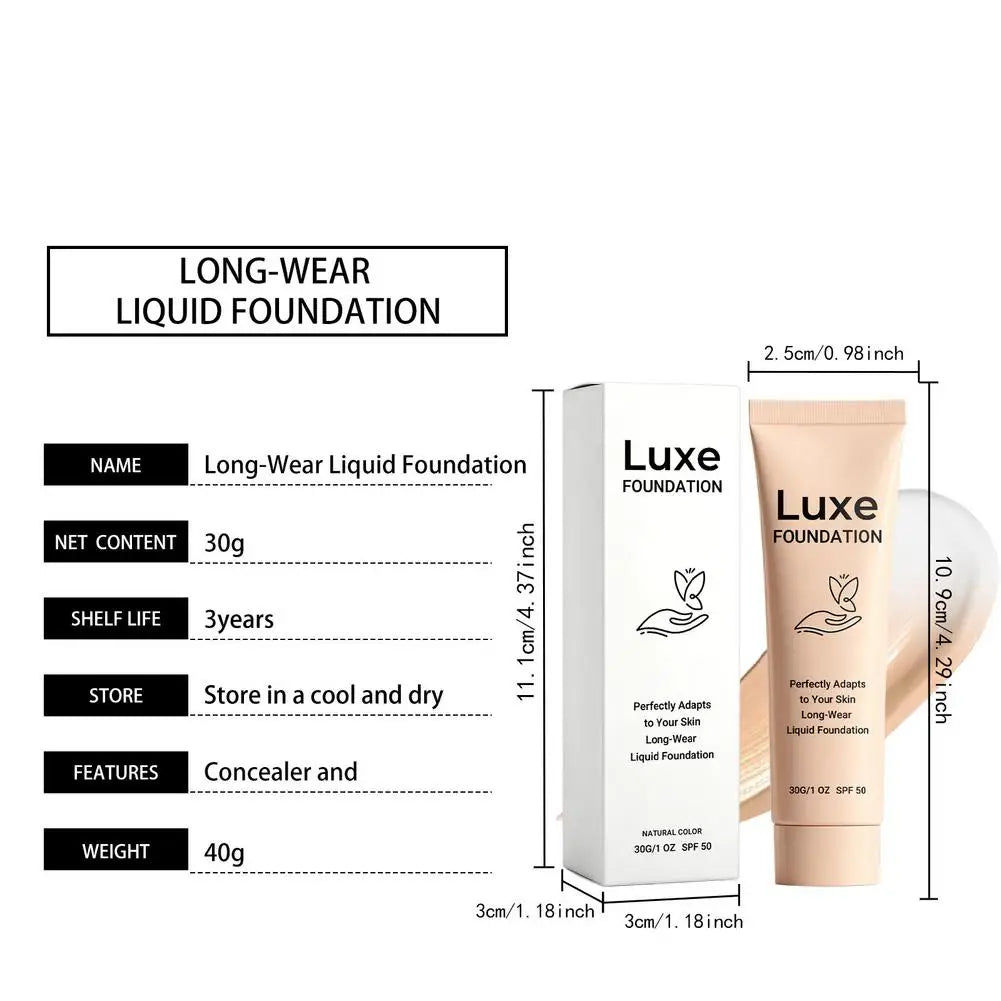 Color Changing Luxe Foundation SPF50 Sun Protection Skin Tone Matching Liquid Makeup Smooth Lightweight Long-Wear Face Cosmetic