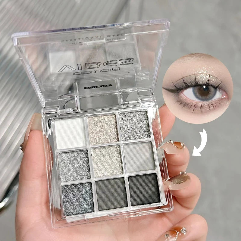 9 Colors Eyeshadow Palette Matte Shimmer Glitter High Pigmented Bright Colorful Eyeshadow Eye Makeup Cosmetic for Music Festival