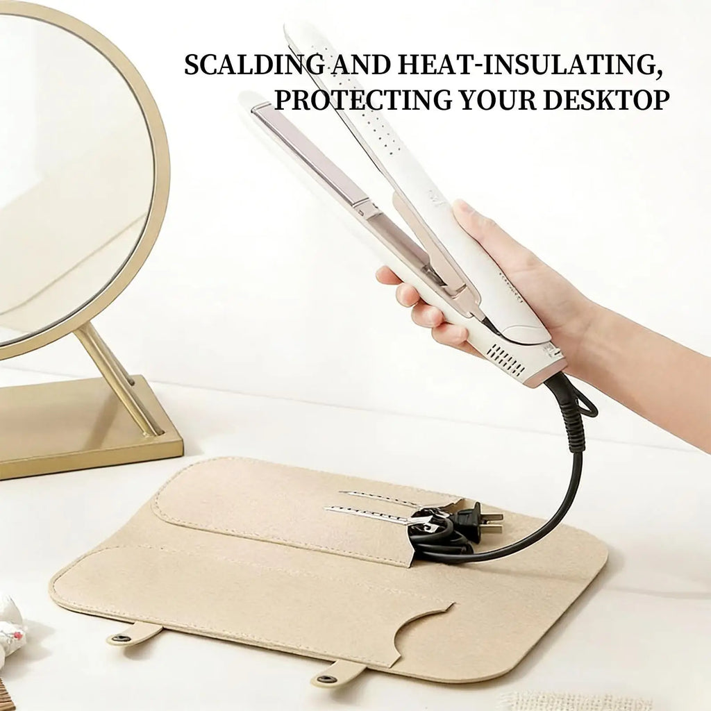Heat Resistant Curling Iron Travel Bag for Straightener Curler Hair Styling Tools Storage Pouch Insulation Pad for Attachments