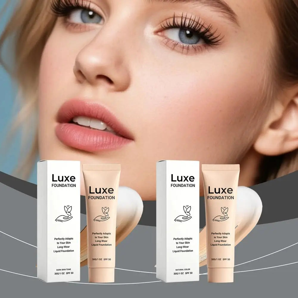 Color Changing Luxe Foundation SPF50 Sun Protection Skin Tone Matching Liquid Makeup Smooth Lightweight Long-Wear Face Cosmetic