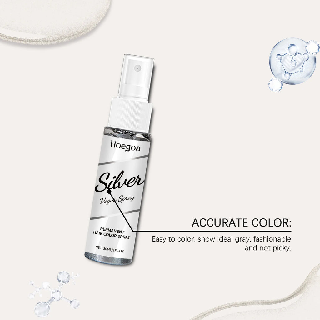 Silver Gray Hair Color Spray Long Lasting Color Gentle Formula Easy Application For Quick Styling Fashion Hair Dye Mist