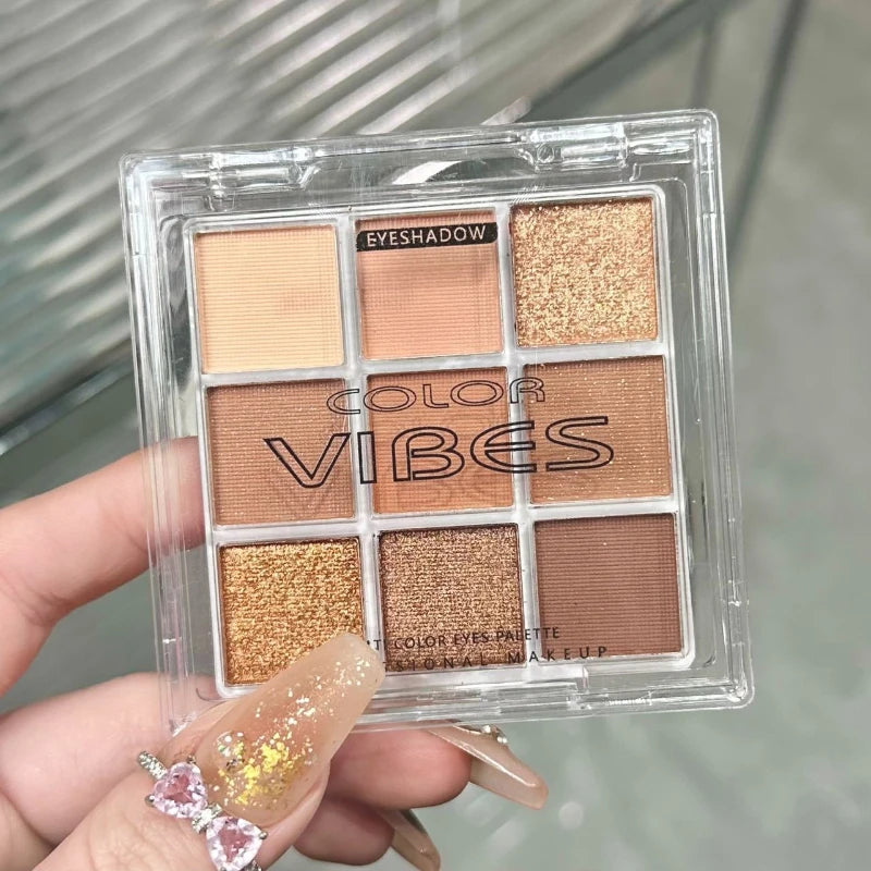 9 Colors Eyeshadow Palette Matte Shimmer Glitter High Pigmented Bright Colorful Eyeshadow Eye Makeup Cosmetic for Music Festival