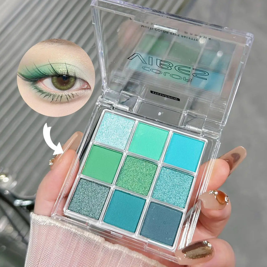 9 Colors Eyeshadow Palette Matte Shimmer Glitter High Pigmented Bright Colorful Eyeshadow Eye Makeup Cosmetic for Music Festival