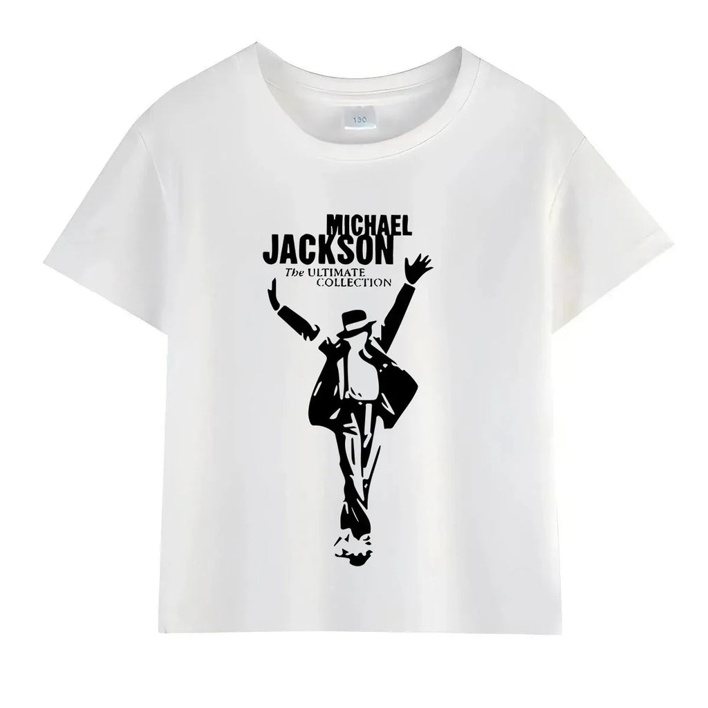 Kids Michael Jackson Rock N Roll T-Shirt Children's Fashion Crew Neck Top Summer Casual Clothes for Baby Boys/Girls