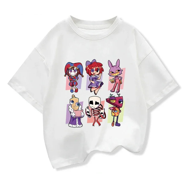 Kids Clothing Tees Summer The Amazing Digital Circus Graphic Fashion Short Sleeve T-shirt Children's Loose T Shirts O-neck Tops