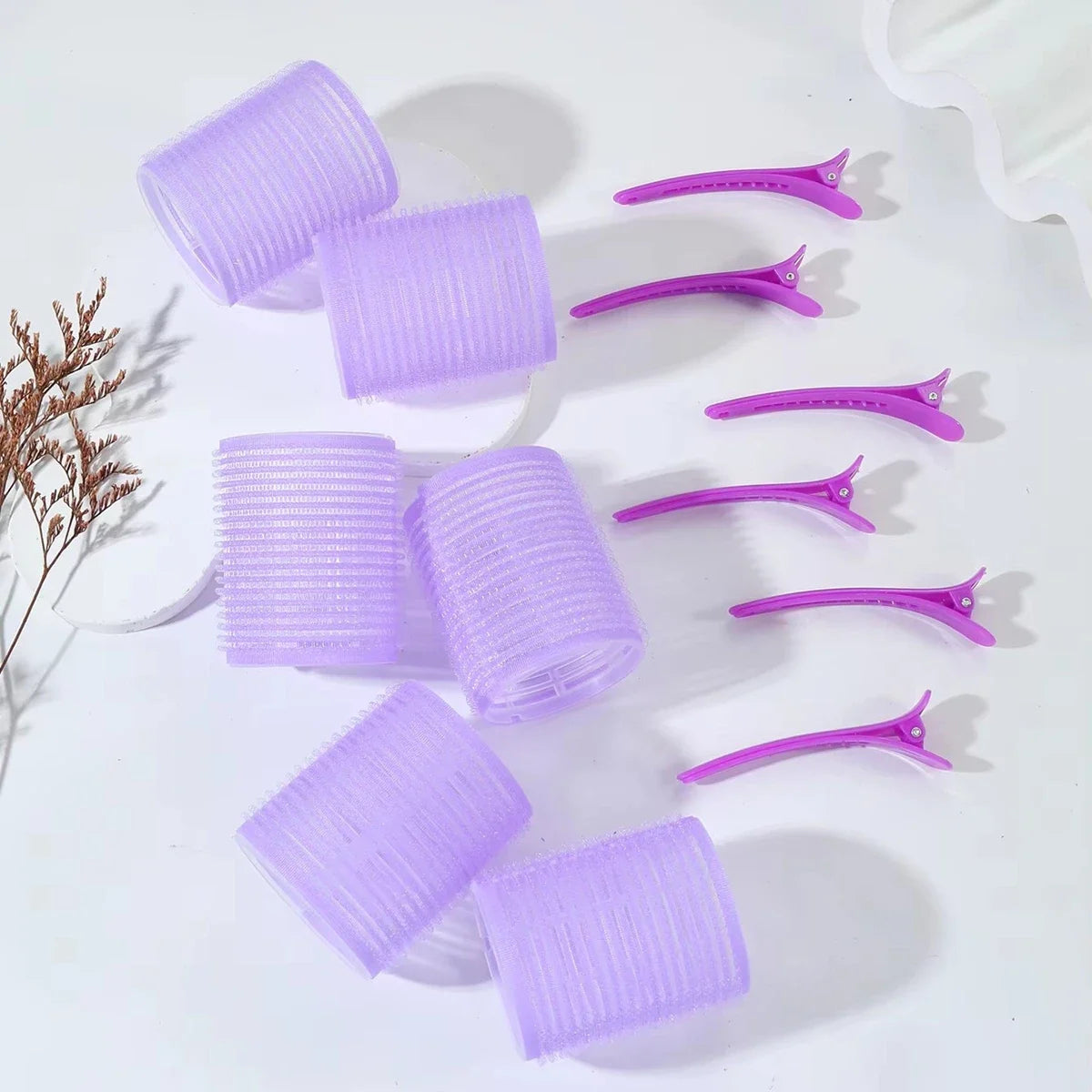 12Pcs/Set Air Bar Curling Iron Tube Self-Adhesive Magic Roll and Bangs Hair Clip Curling Styling Tool