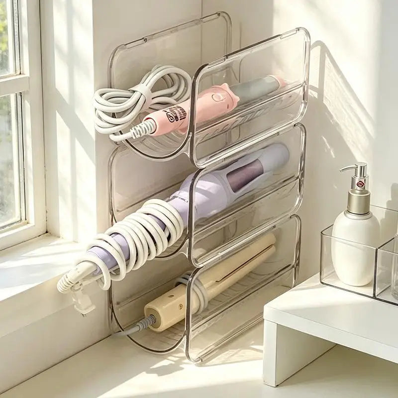 Clear Scratch Resistant Hair Styling Tool Storage Rack Stackable Curling Iron Holder for Salon Home Bathroom Vanity