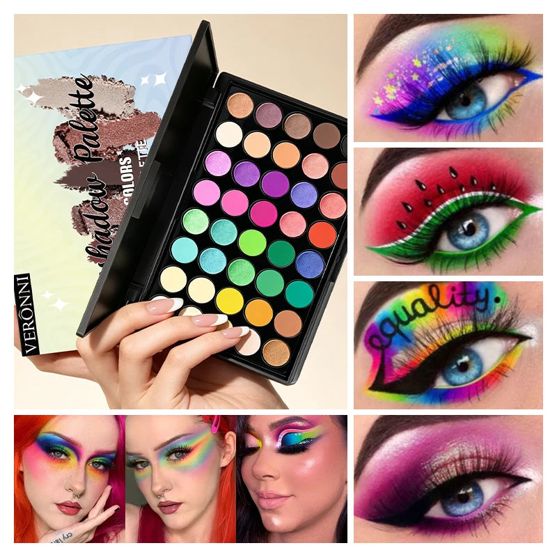40 Color Eyeshadow Palette Matte Waterproof Long Lasting Pressed Powder Cosmetics,Fashion Women MakeUp Tools Eye Cosmetics Gifts