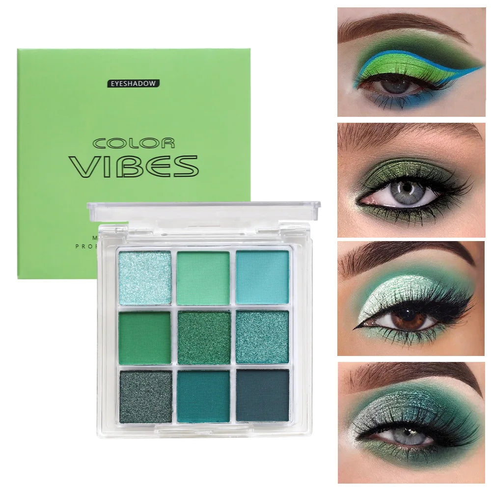 9 Colors Eyeshadow Palette Matte Shimmer Glitter High Pigmented Bright Colorful Eyeshadow Eye Makeup Cosmetic for Music Festival