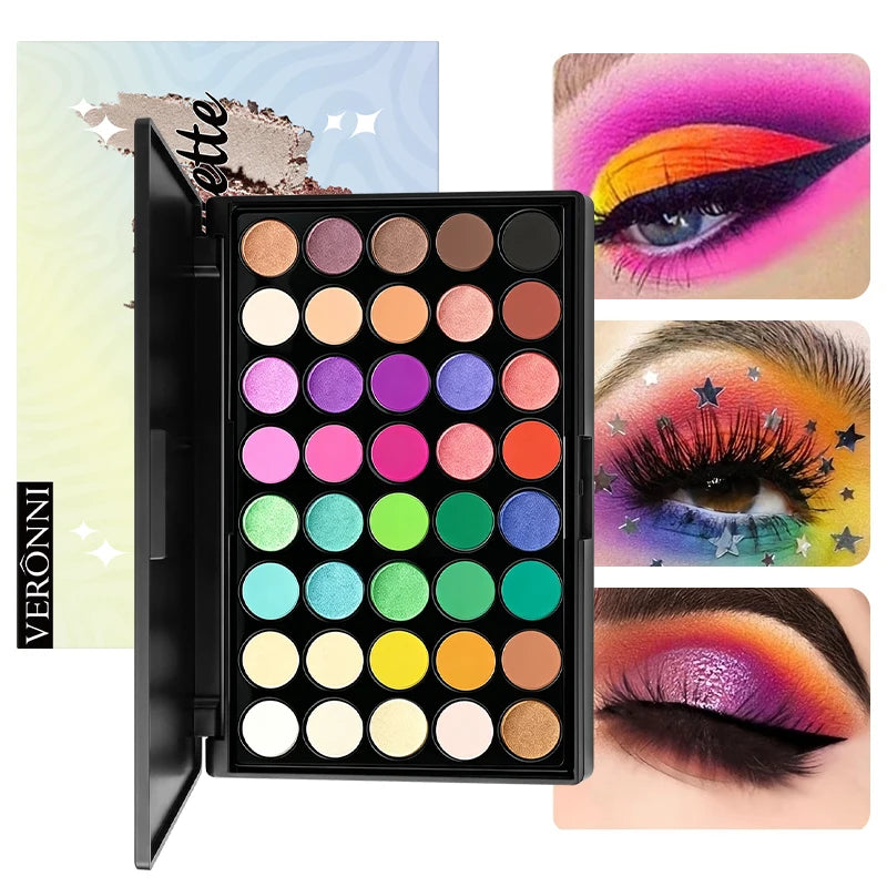 40 Color Eyeshadow Palette Matte Waterproof Long Lasting Pressed Powder Cosmetics,Fashion Women MakeUp Tools Eye Cosmetics Gifts