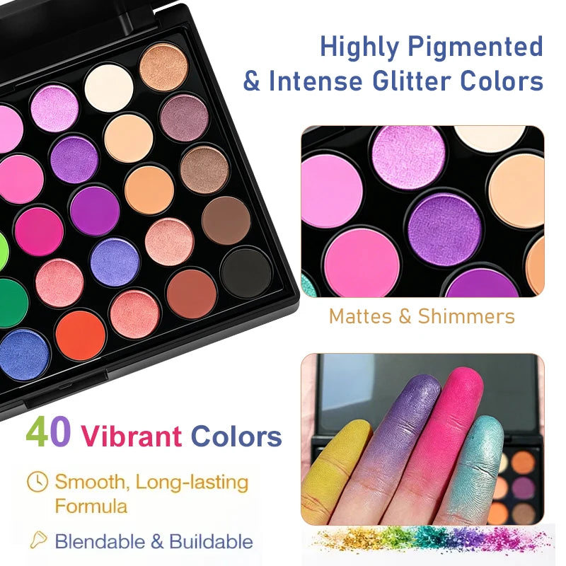 40 Color Eyeshadow Palette Matte Waterproof Long Lasting Pressed Powder Cosmetics,Fashion Women MakeUp Tools Eye Cosmetics Gifts