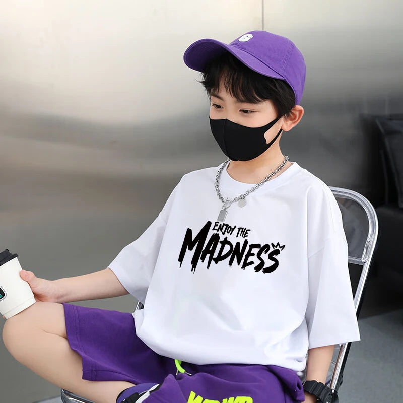 Children's Tops High Street American Skateboard Bear Graphic T-shirt Kids Clothes Summer Cotton T Shirt for Kids Boy 10 Years