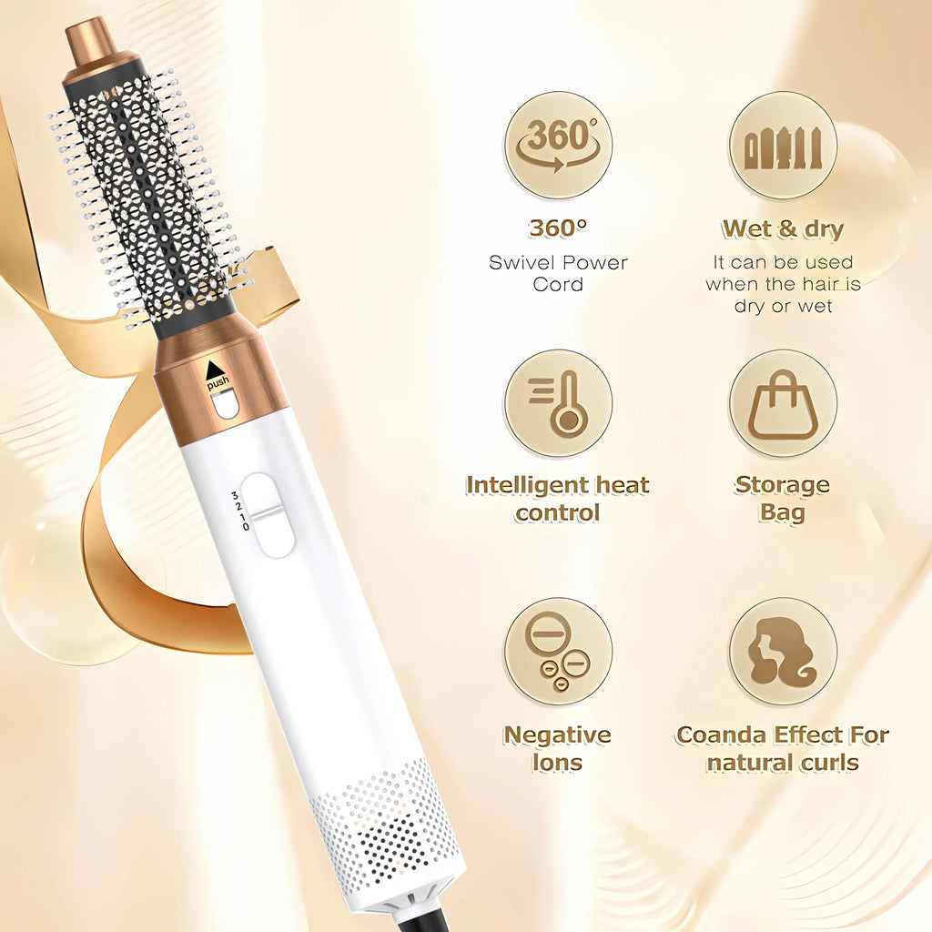 LUXLOCK 5-In-1 Hair Dryer Curling Iron Hot Air Comb Dyso Air Bag Hair Dryer Styling Tool Straightener Hairdressing Tool Gift