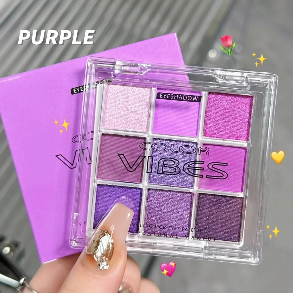9 Colors Eyeshadow Palette Matte Shimmer Glitter High Pigmented Bright Colorful Eyeshadow Eye Makeup Cosmetic for Music Festival