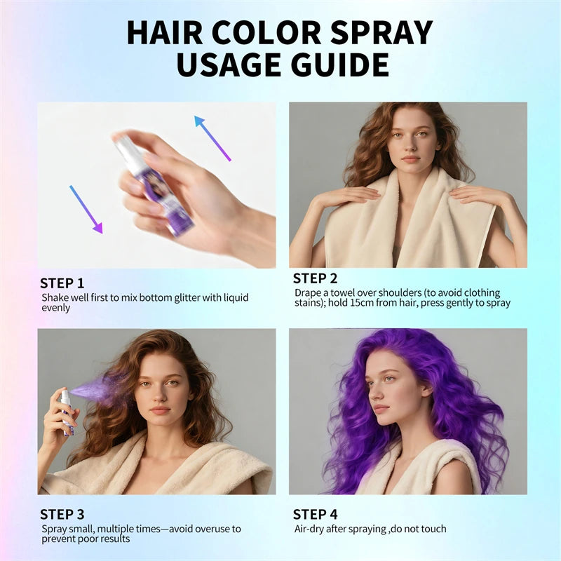 Hair Dye Spray 30ml Hair Color Spray Disposable Quick Dyeing Colorful Cosplay Hair Instant Styling Spray Washable Hair Color