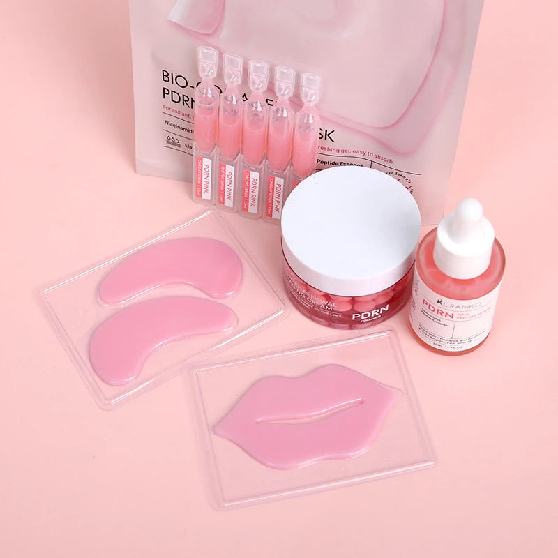 Pdrn Pink Facial Skincare Set Collagen Capsule Cream Single-use Serum Facial Mask, Eye Mask Moisturizing Water Korean Skincare