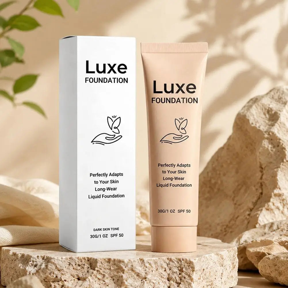 Color Changing Luxe Foundation SPF50 Sun Protection Skin Tone Matching Liquid Makeup Smooth Lightweight Long-Wear Face Cosmetic