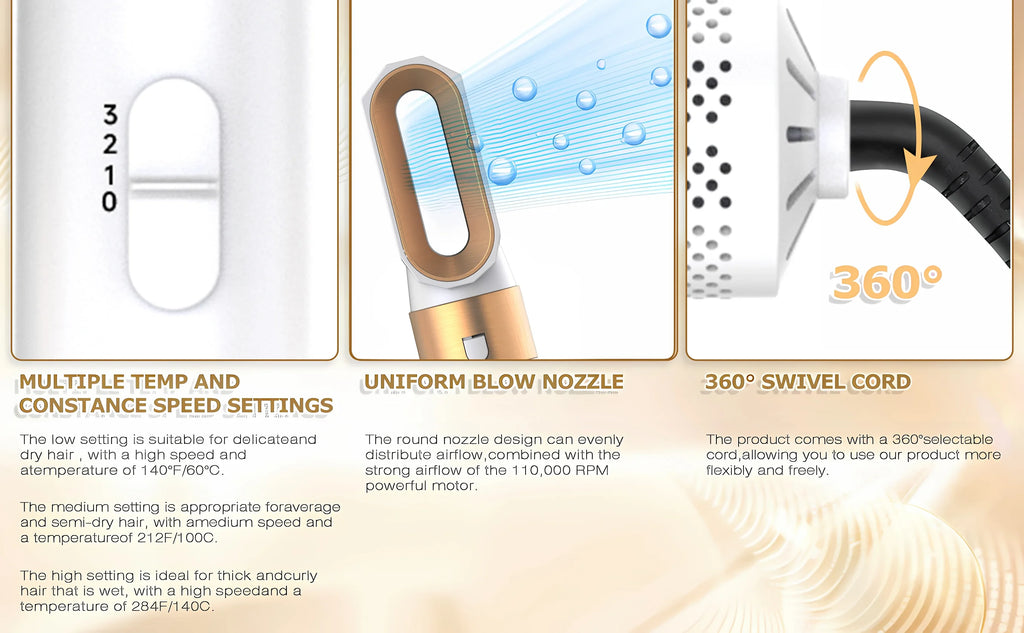 LUXLOCK 5-In-1 Hair Dryer Curling Iron Hot Air Comb Dyso Air Bag Hair Dryer Styling Tool Straightener Hairdressing Tool Gift