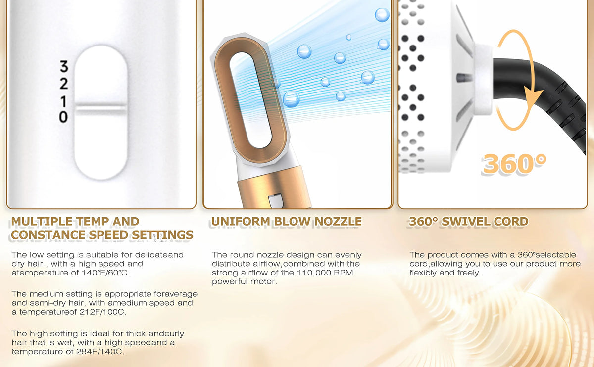 LUXLOCK 5-In-1 Hair Dryer Curling Iron Hot Air Comb Dyso Air Bag Hair Dryer Styling Tool Straightener Hairdressing Tool Gift