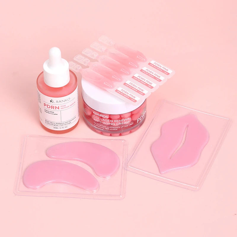 Pdrn Pink Facial Skincare Set Collagen Capsule Cream Single-use Serum Facial Mask, Eye Mask Moisturizing Water Korean Skincare