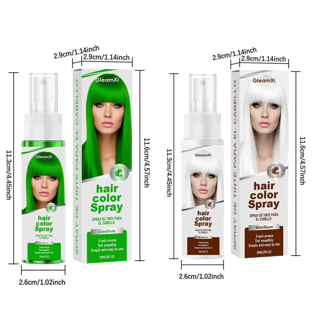 Temporary White / Green Hair Spray Fashion Bright Hair Styling Spray Light Non Stain Clothes Long Lasting Fresh Look Washable