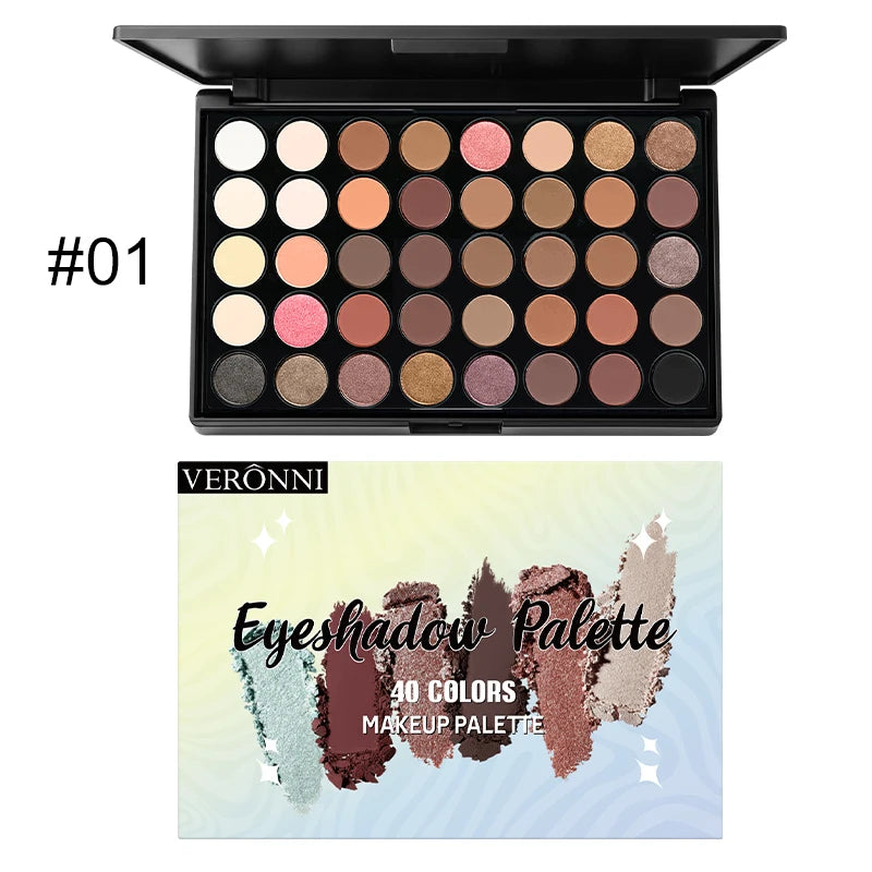 40 Color Eyeshadow Palette Matte Waterproof Long Lasting Pressed Powder Cosmetics,Fashion Women MakeUp Tools Eye Cosmetics Gifts