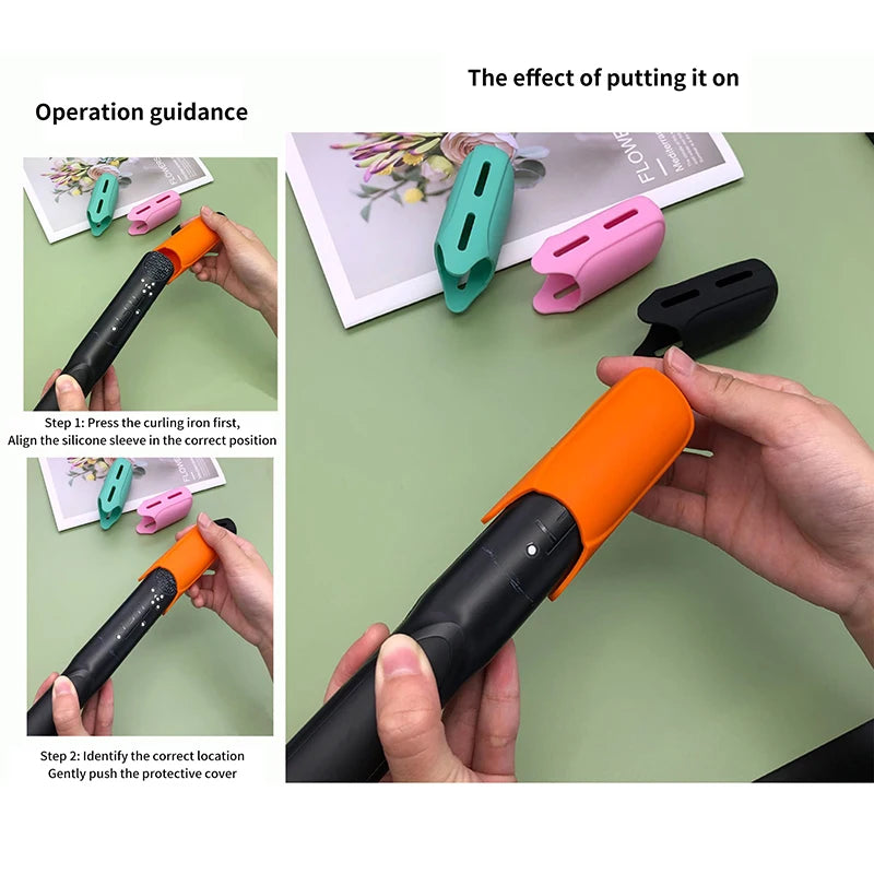 Heat-Resistant Silicone Cover Curling Iron Straightener Burn Protection Universal Fit Non-Slip Durable Travel Safe Storage