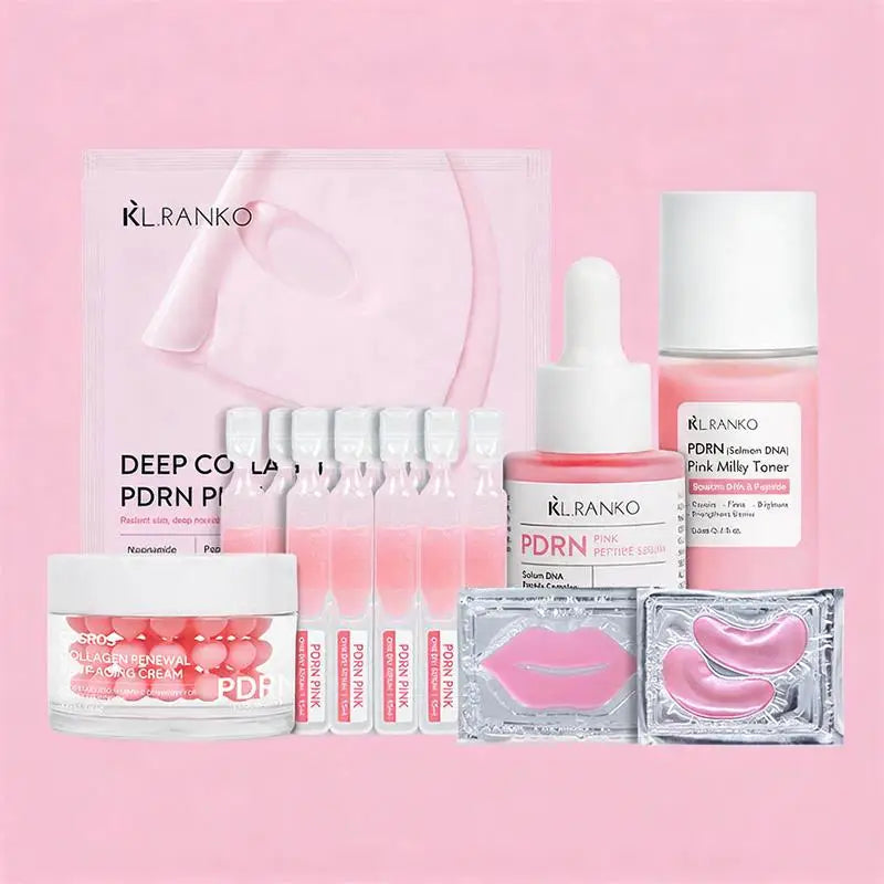 Pdrn Pink Facial Skincare Set Collagen Capsule Cream Single-use Serum Facial Mask, Eye Mask Moisturizing Water Korean Skincare