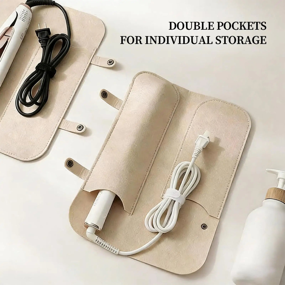 Heat Resistant Curling Iron Travel Bag for Straightener Curler Hair Styling Tools Storage Pouch Insulation Pad for Attachments