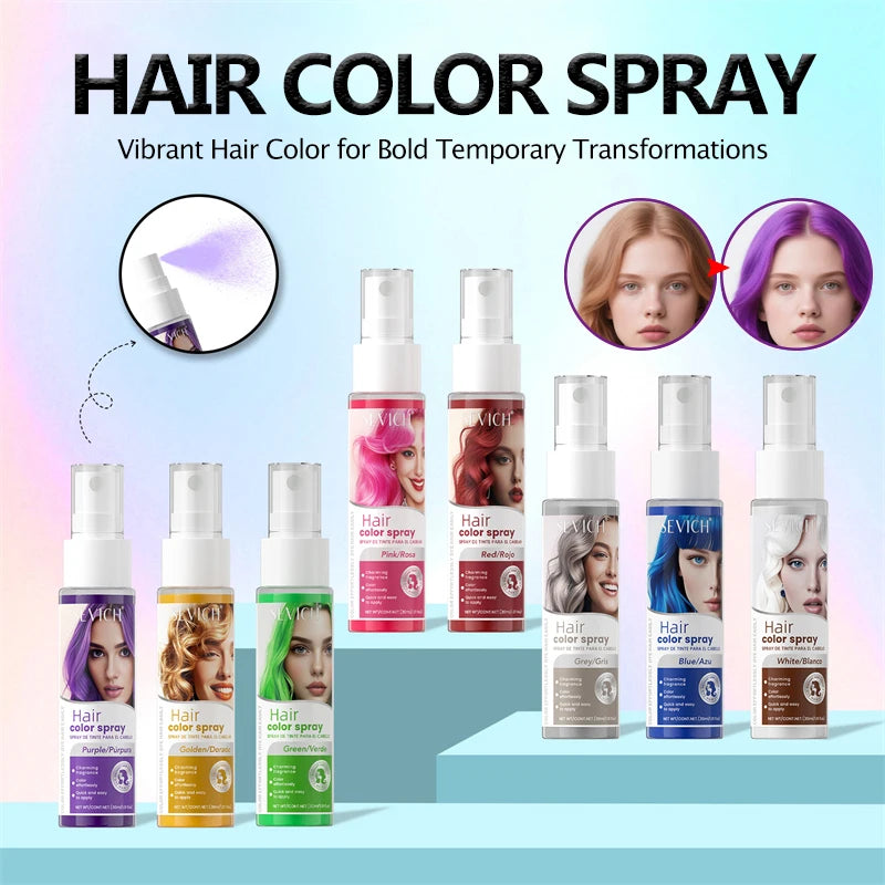 Hair Dye Spray 30ml Hair Color Spray Disposable Quick Dyeing Colorful Cosplay Hair Instant Styling Spray Washable Hair Color