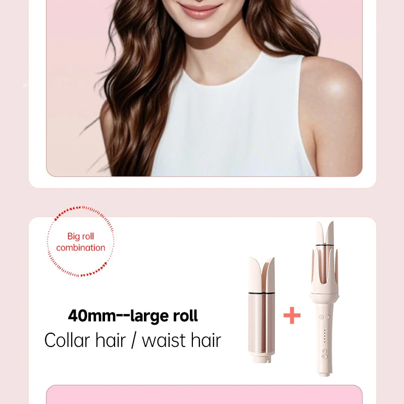 4IN1 Automatic Hair Curler Negative Ion Ceramic Curling Iron - 40mm Large Wave Perm for Woman, Lazy Person Electric Curling Wand