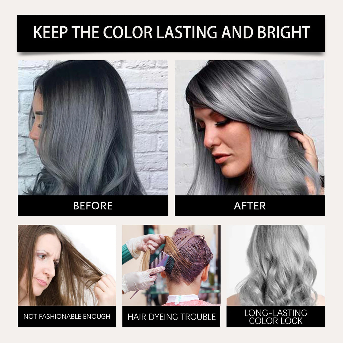 Silver Gray Hair Color Spray Long Lasting Color Gentle Formula Easy Application For Quick Styling Fashion Hair Dye Mist