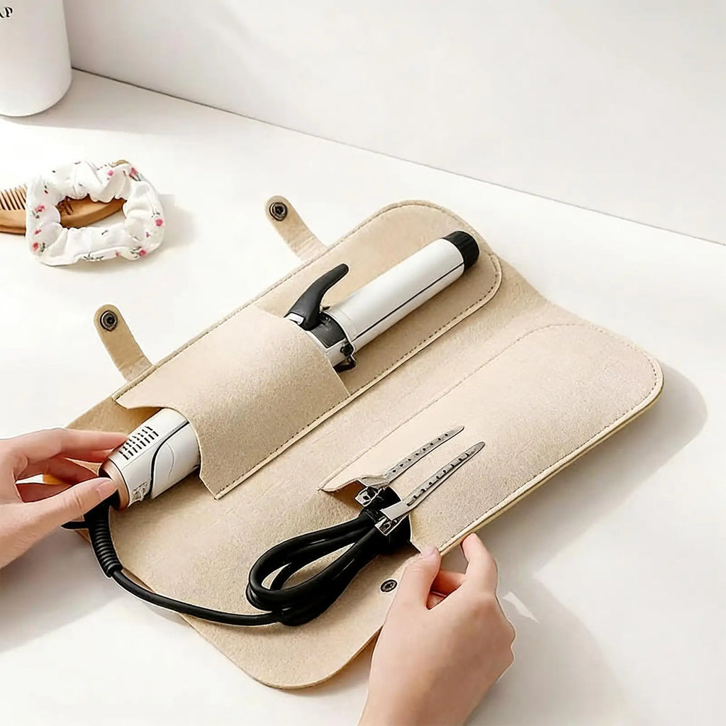 Heat Resistant Curling Iron Travel Bag for Straightener Curler Hair Styling Tools Storage Pouch Insulation Pad for Attachments
