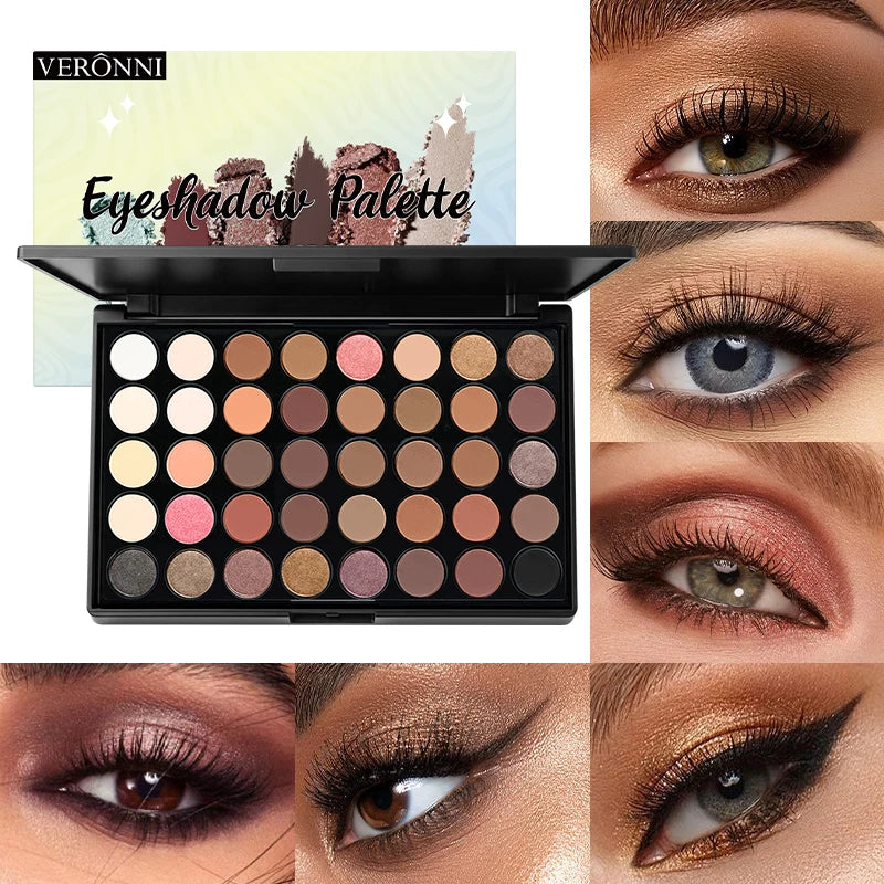 40 Color Eyeshadow Palette Matte Waterproof Long Lasting Pressed Powder Cosmetics,Fashion Women MakeUp Tools Eye Cosmetics Gifts
