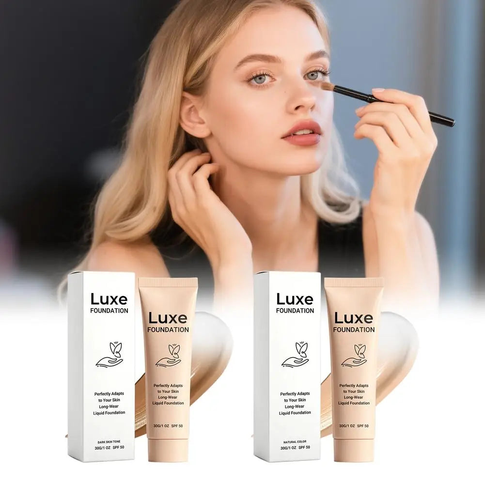 Color Changing Luxe Foundation SPF50 Sun Protection Skin Tone Matching Liquid Makeup Smooth Lightweight Long-Wear Face Cosmetic
