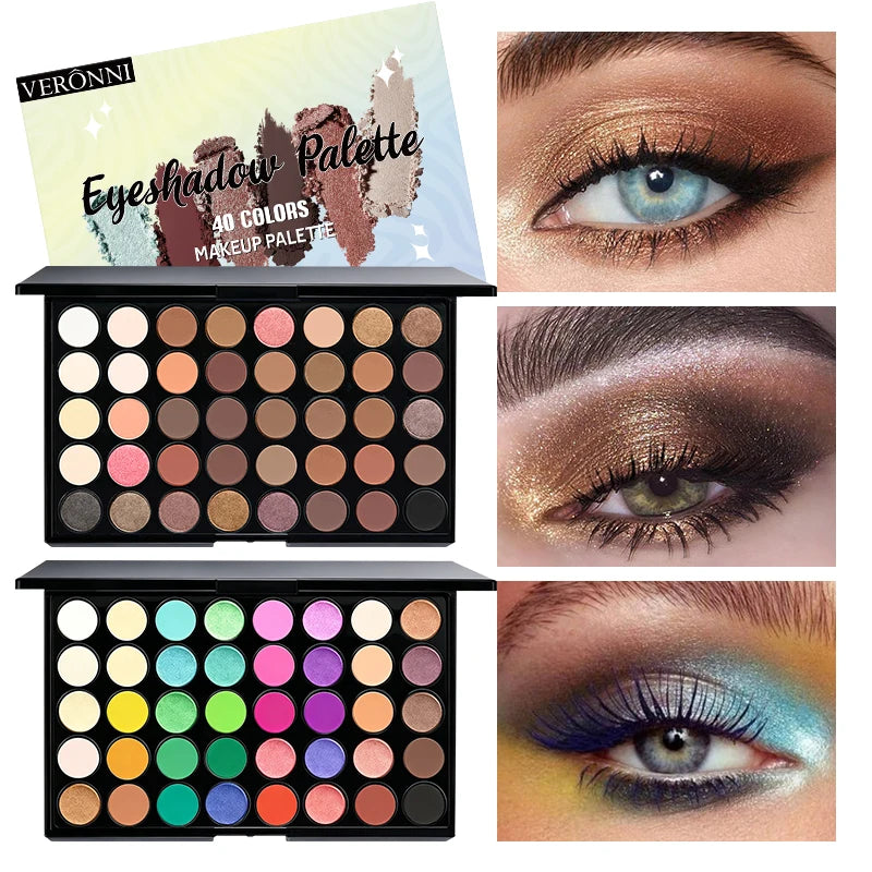 40 Color Eyeshadow Palette Matte Waterproof Long Lasting Pressed Powder Cosmetics,Fashion Women MakeUp Tools Eye Cosmetics Gifts