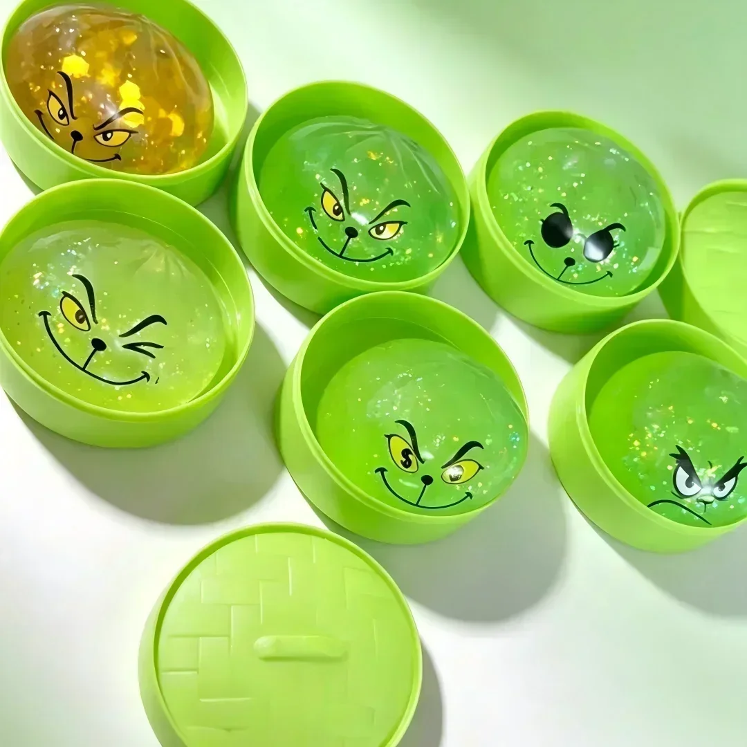 Glitter Green Dumpling With Steamer Squeeze  Buns Relieve Stress for Christmas Party Gift New Year Gift