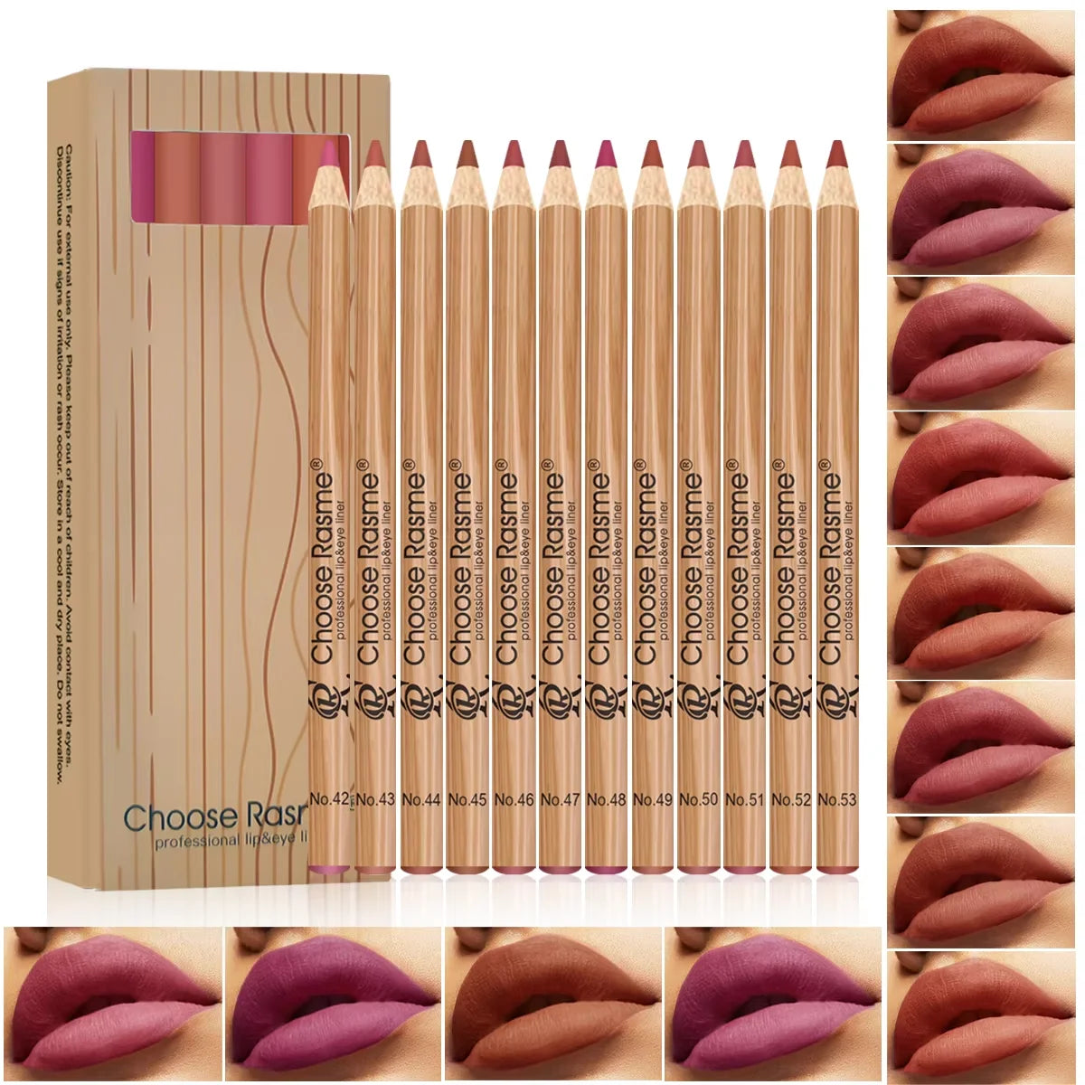 12 Matte Lip Liner Pencil Set Color Rendering Easy Makeup Waterproof Durable Lip Makeup Cosmetics Valentine's Day Gift