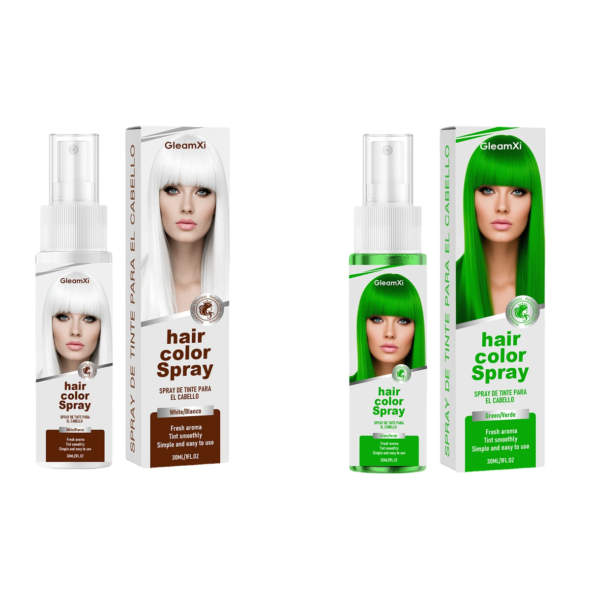 Temporary White / Green Hair Spray Fashion Bright Hair Styling Spray Light Non Stain Clothes Long Lasting Fresh Look Washable