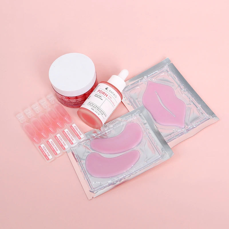 Pdrn Pink Facial Skincare Set Collagen Capsule Cream Single-use Serum Facial Mask, Eye Mask Moisturizing Water Korean Skincare