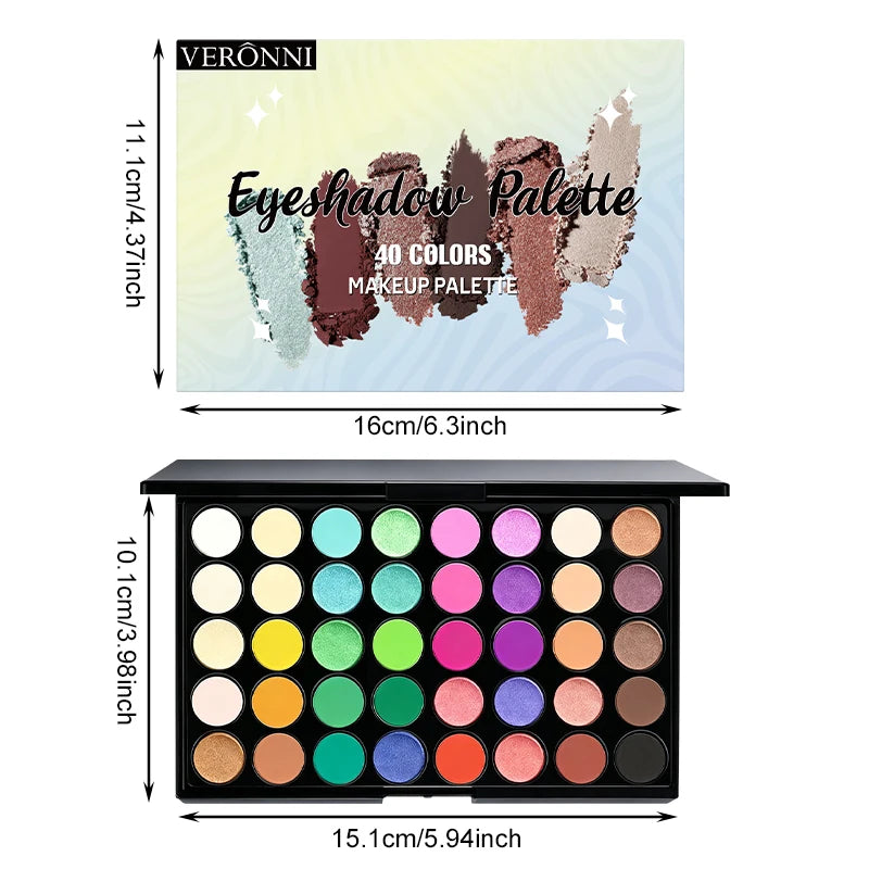 40 Color Eyeshadow Palette Matte Waterproof Long Lasting Pressed Powder Cosmetics,Fashion Women MakeUp Tools Eye Cosmetics Gifts