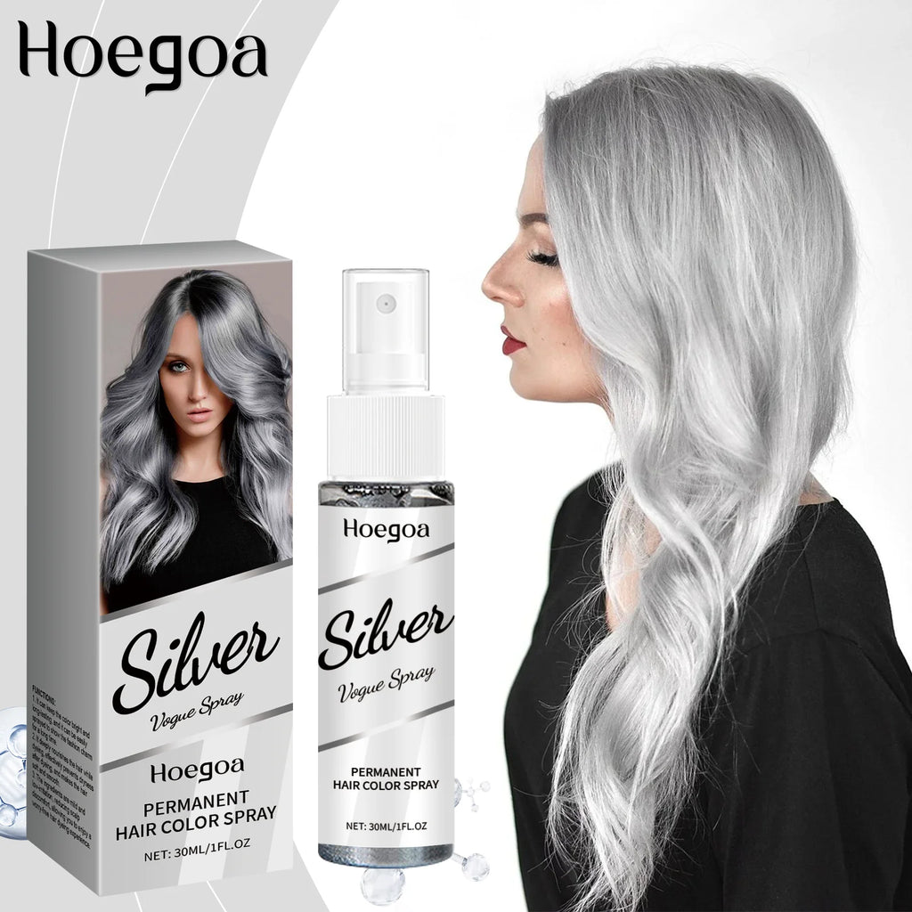 Silver Gray Hair Color Spray Long Lasting Color Gentle Formula Easy Application For Quick Styling Fashion Hair Dye Mist