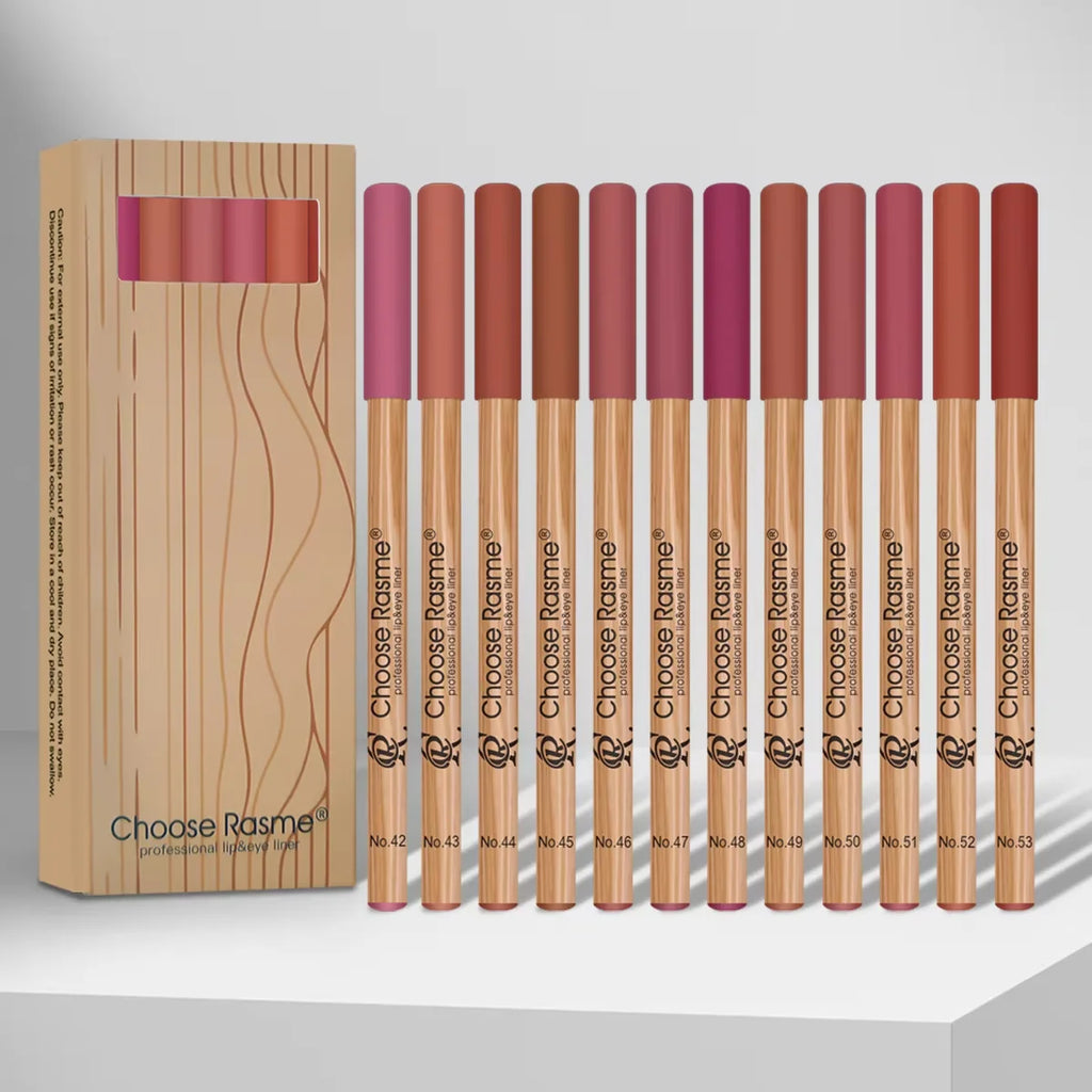 12 Matte Lip Liner Pencil Set Color Rendering Easy Makeup Waterproof Durable Lip Makeup Cosmetics Valentine's Day Gift