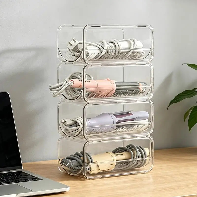 Clear Scratch Resistant Hair Styling Tool Storage Rack Stackable Curling Iron Holder for Salon Home Bathroom Vanity