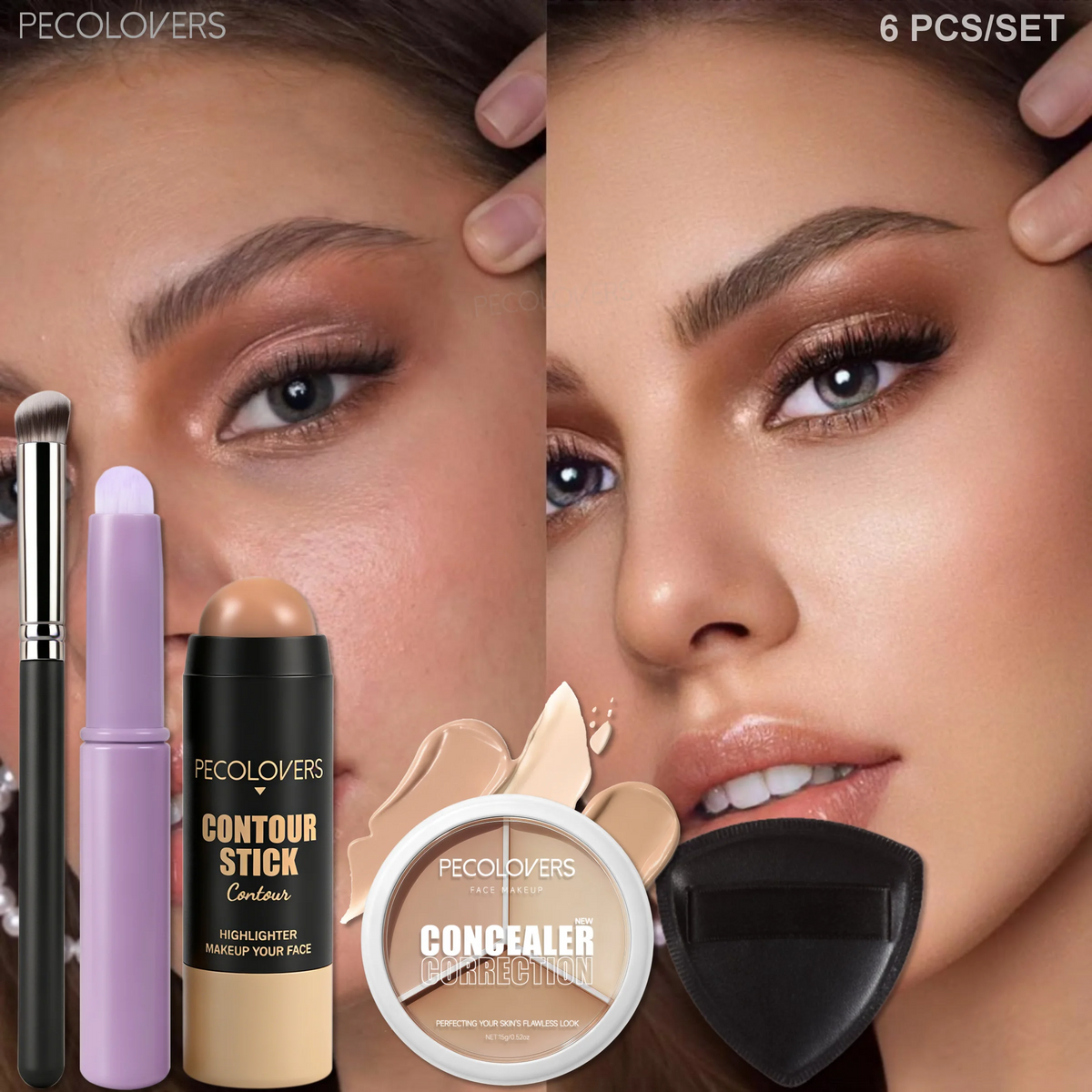 5 Pcs All-in-one Face Makeup Set Contour Stick Concealer Palette Face Sculpting Flawless Complexion Cosmetic Kit, Beginner