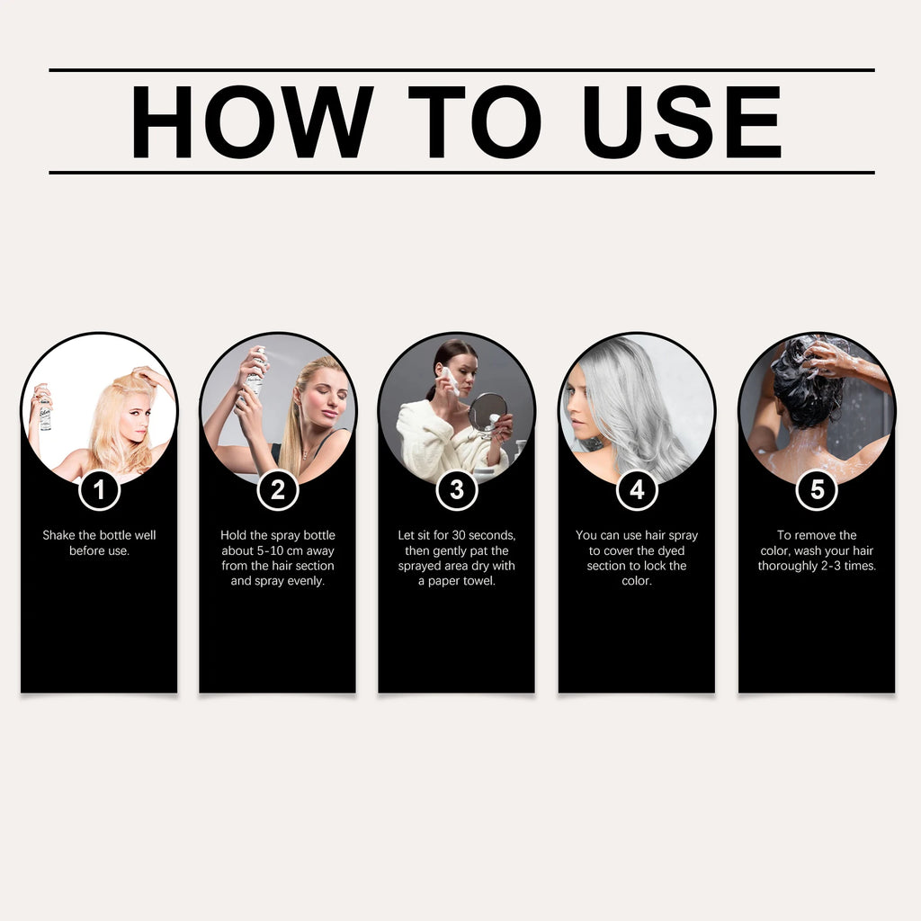 Silver Gray Hair Color Spray Long Lasting Color Gentle Formula Easy Application For Quick Styling Fashion Hair Dye Mist