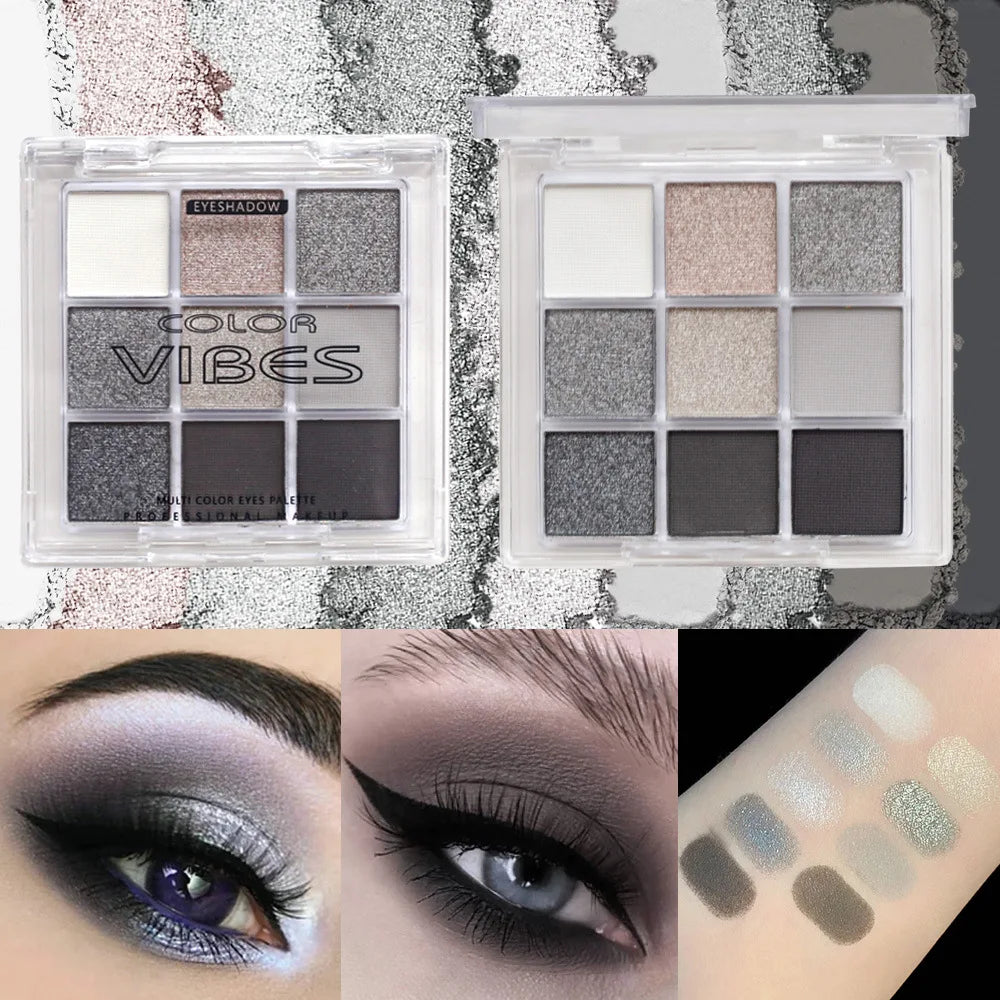 9 Colors Eyeshadow Palette Matte Shimmer Glitter High Pigmented Bright Colorful Eyeshadow Eye Makeup Cosmetic for Music Festival