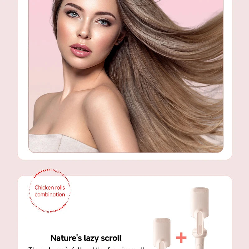 4IN1 Automatic Hair Curler Negative Ion Ceramic Curling Iron - 40mm Large Wave Perm for Woman, Lazy Person Electric Curling Wand