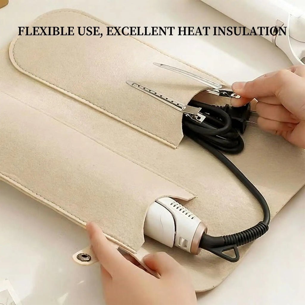 Heat Resistant Curling Iron Travel Bag for Straightener Curler Hair Styling Tools Storage Pouch Insulation Pad for Attachments